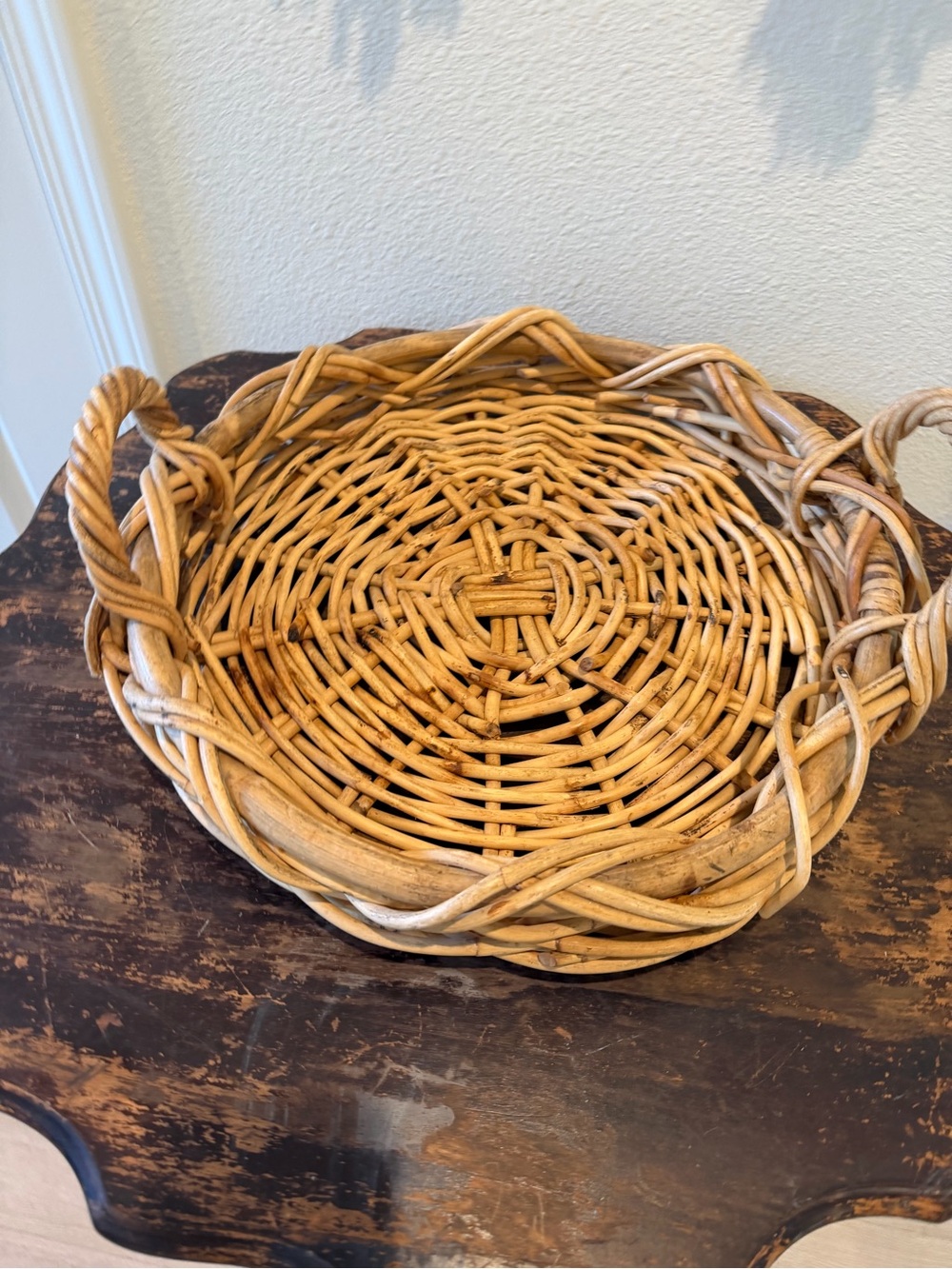 Woven Rattan Serving Basket - Natural Tan